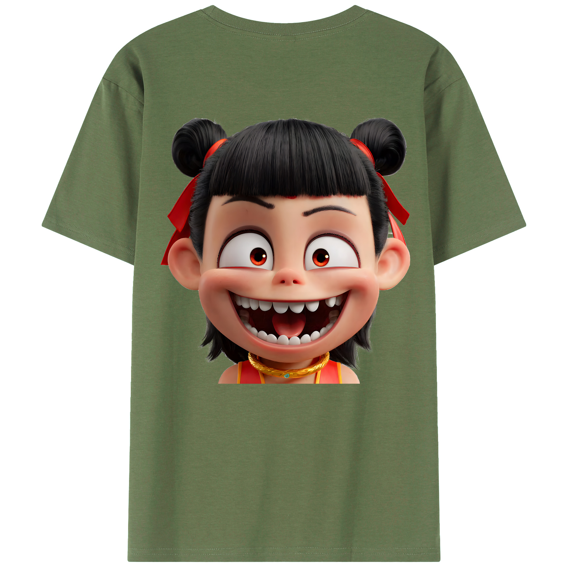 （画像用） Ne Zha 2 ナタ 魔童の大暴れ 綿100％ メンズ半袖Tシャツ（バックプリント） 通気性